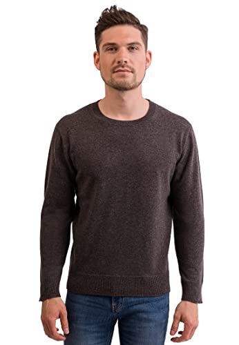 CASH-MERE.CH 100% Kaschmir Herren Pullover | Sweater Rundhalsausschnitt 2-fädig (Grau/Taupe Melange, XL) von CASH-MERE.CH