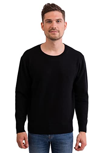 CASH-MERE.CH 100% Kaschmir Herren Pullover | Sweater Rundhalsausschnitt 2-fädig (Schwarz, L) von CASH-MERE.CH
