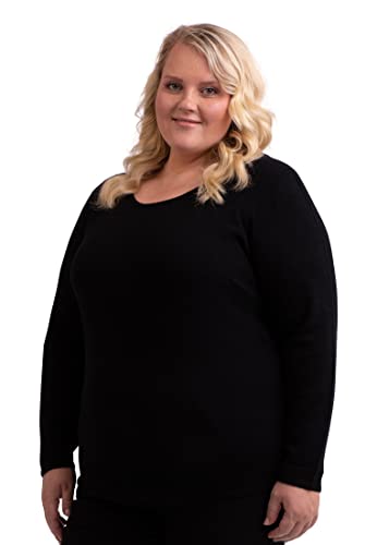 CASH-MERE.CH Damen Pullover aus 100% Kaschmir in großen Größen | Sweater Rundhals Übergrösse (Schwarz, XXXL) von CASH-MERE.CH