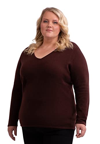 CASH-MERE.CH Damen Pullover aus 100% Kaschmir in großen Größen | Sweater V-Ausschnitt Übergröße (Rot/Zinnober Rot, XXXXL) von CASH-MERE.CH