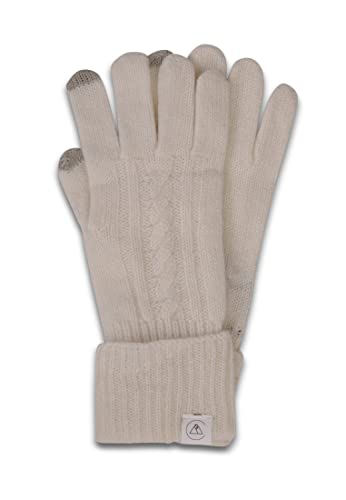 CASH-MERE.CH Edle 100% Kaschmir Handschuhe mit Muster, Touchscreen tauglich für Damen und Herren (Weiß, S/M) von CASH-MERE.CH