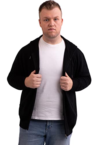 CASH-MERE.CH Herren Kapuzenpullover aus 100% Kaschmir in großen Größen | Hoodie mit Reißverschluss 2-fädig in Übergröße (Schwarz, XXXXL) von CASH-MERE.CH