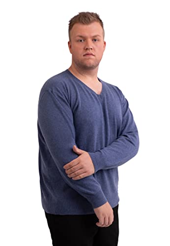 CASH-MERE.CH Herren Pullover aus 100% Kaschmir in großen Größen | Sweater V-Ausschnitt Übergröße (Blau/Jeans, XXXL) von CASH-MERE.CH