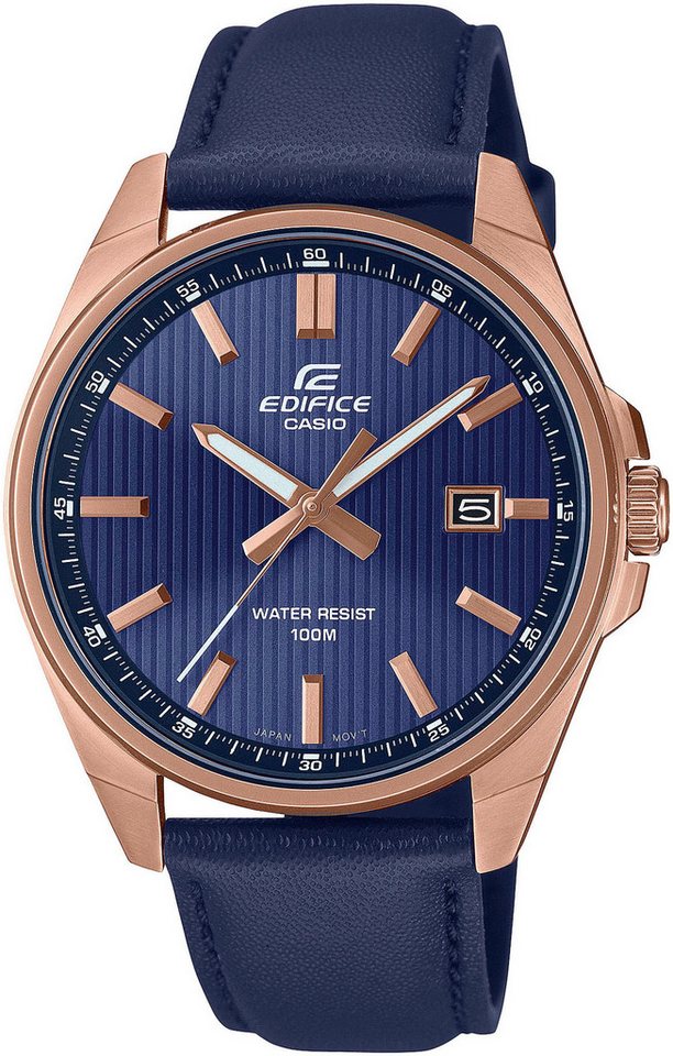 CASIO EDIFICE Quarzuhr EFV-150CL-2AVUEF, Armbanduhr, Herrenuhr, analog, Datum, Lederarmband von CASIO EDIFICE