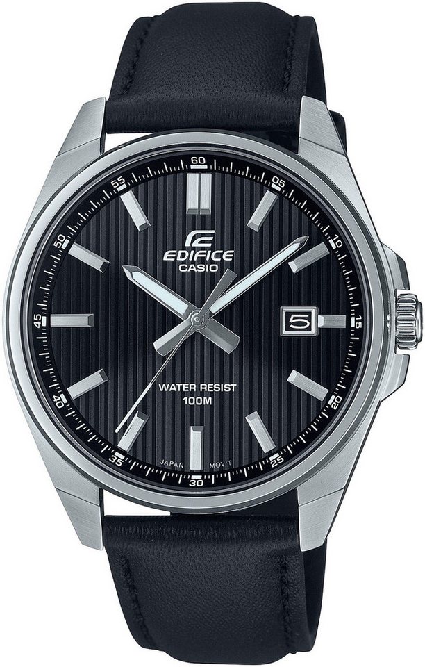 CASIO EDIFICE Quarzuhr EFV-150L-1AVUEF, Armbanduhr, Herrenuhr, analog, Datum, Lederarmband von CASIO EDIFICE