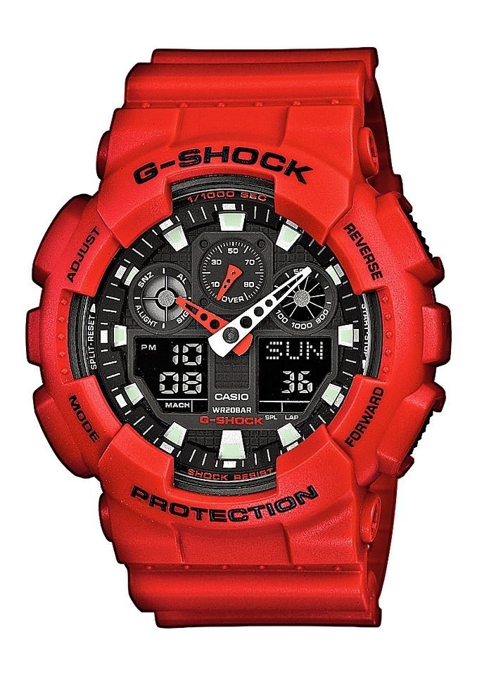 CASIO G-SHOCK Chronograph GA-100B-4AER, Quarzuhr,Armbanduhr,Herrenuhr,digital, bis 20 bar wasserd.Resinarmband von CASIO G-SHOCK