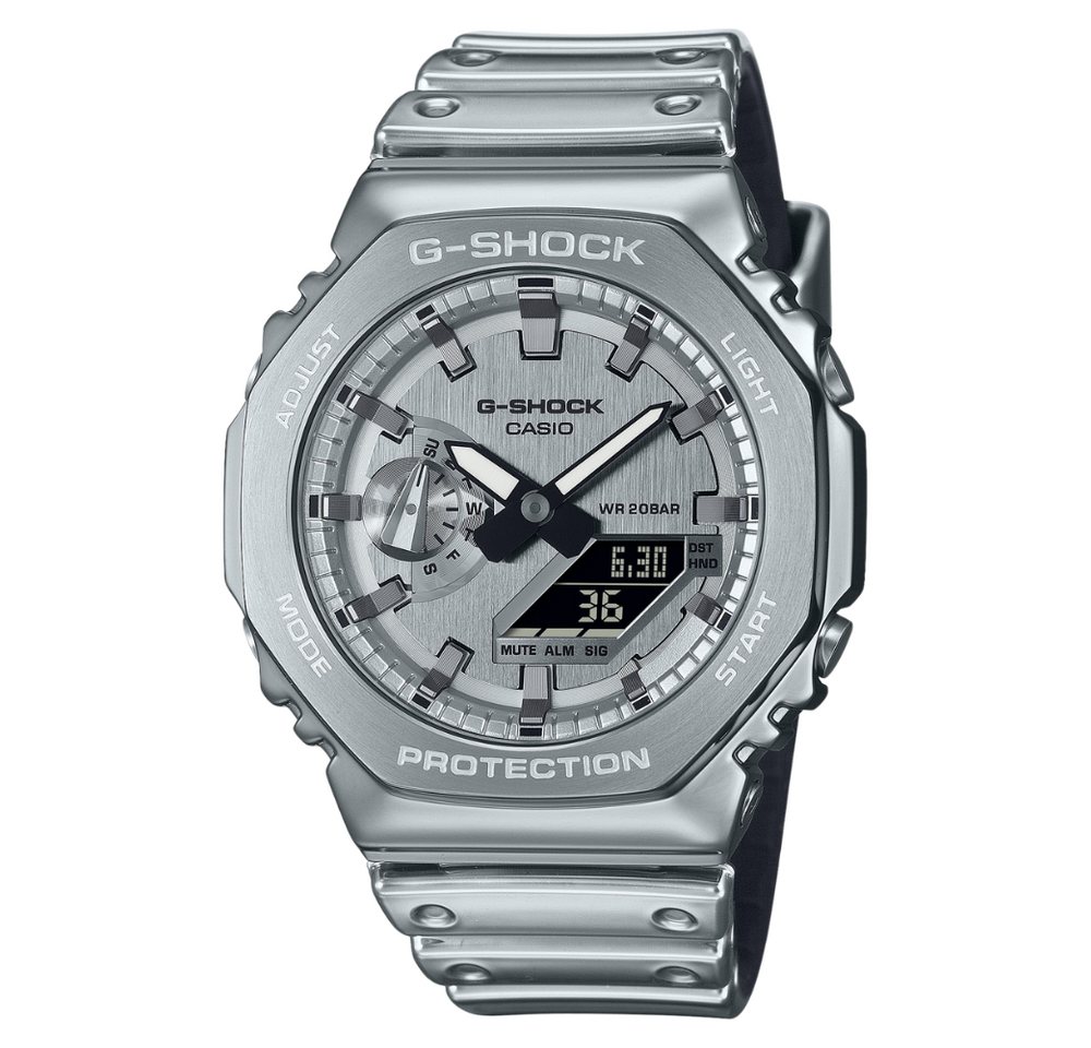CASIO G-SHOCK Quarzuhr GM-2100YM-8AER, Casio, Herren, G-Shock, G-Steel, Silberfarben, Harzband, Stoßfest von CASIO G-SHOCK