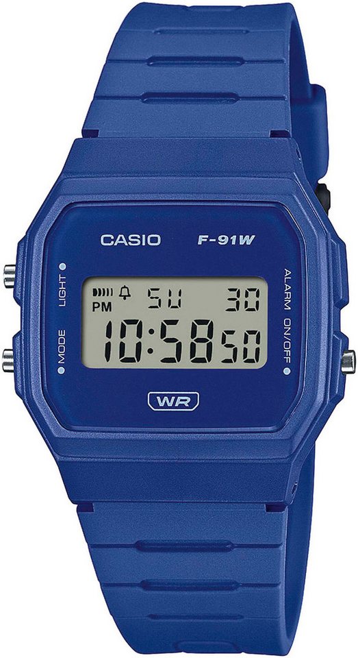 CASIO TIMELESS COLLECTION Chronograph F-91WB-2A1EF, Quarzuhr, Armbanduhr, Damenuhr, Herrenuhr, Digitaluhr, Resinarmband von CASIO TIMELESS COLLECTION
