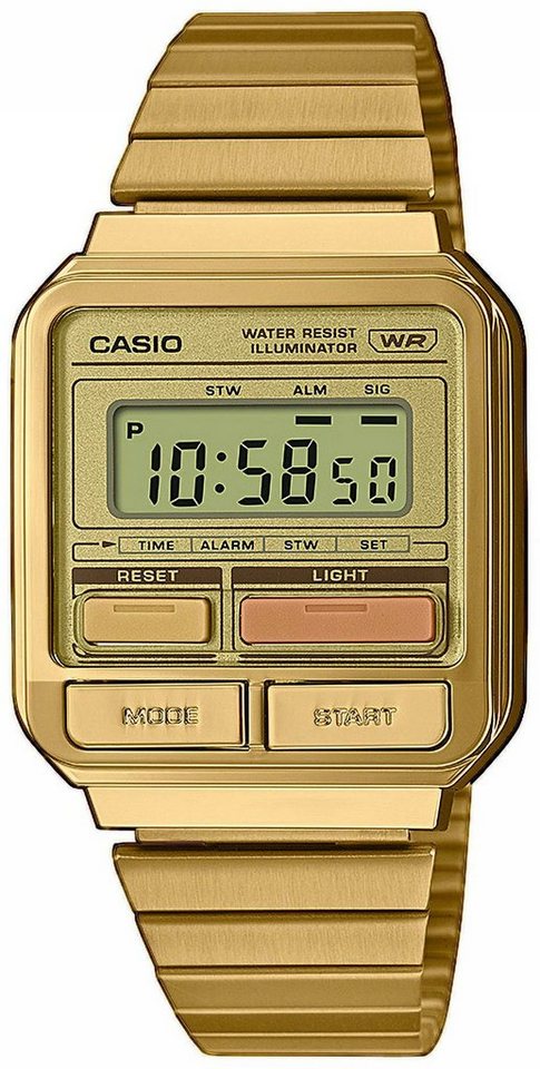 CASIO VINTAGE Chronograph A120WEG-9AEF, Quarzuhr, Armbanduhr,Damenuhr, Herrenuhr, Digitaluhr, Edelstahlarmband von CASIO VINTAGE