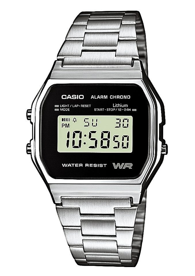 CASIO VINTAGE Chronograph A158WEA-1EF, Quarzuhr, Armbanduhr, Damenuhr, Herrenuhr, Digitaluhr,Edelstahlarmband von CASIO VINTAGE