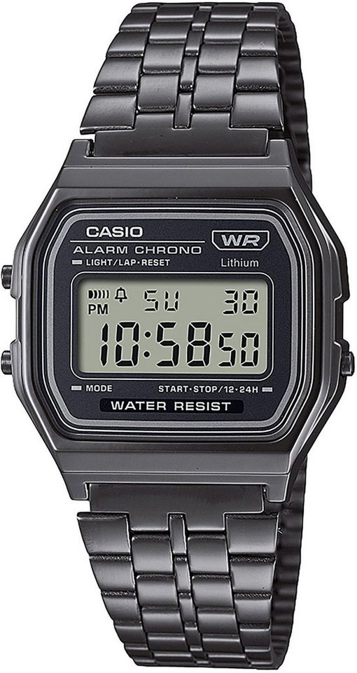 CASIO VINTAGE Chronograph A158WETB-1AEF, Quarzuhr, Armbanduhr, Damenuhr, Herrenuhr, Digitaluhr,Edelstahlarmband von CASIO VINTAGE