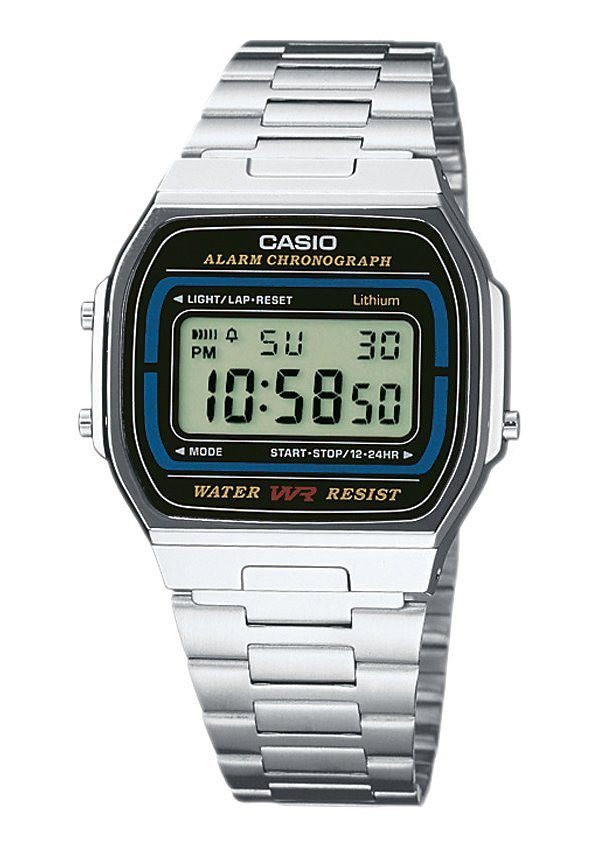 CASIO VINTAGE Chronograph A164WA-1VES, Quarzuhr, Armbanduhr,Damenuhr, Herrenuhr, Digitaluhr, Edelstahlarmband von CASIO VINTAGE