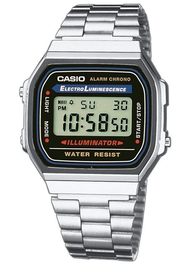 CASIO VINTAGE Chronograph A168WA-1YES, Quarzuhr, Armbanduhr,Damenuhr, Herrenuhr, Digitaluhr, Edelstahlarmband von CASIO VINTAGE