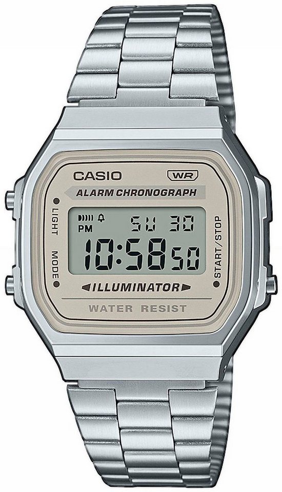 CASIO VINTAGE Chronograph A168WA-8AYES, Quarzuhr, Armbanduhr,Damenuhr, Herrenuhr, Digitaluhr, Edelstahlarmband von CASIO VINTAGE
