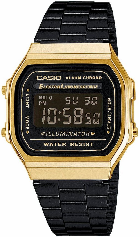 CASIO VINTAGE Chronograph A168WEGB-1BEF, Quarzuhr, Armbanduhr, Damen, Herren, digital, retro, Stoppfunktion von CASIO VINTAGE