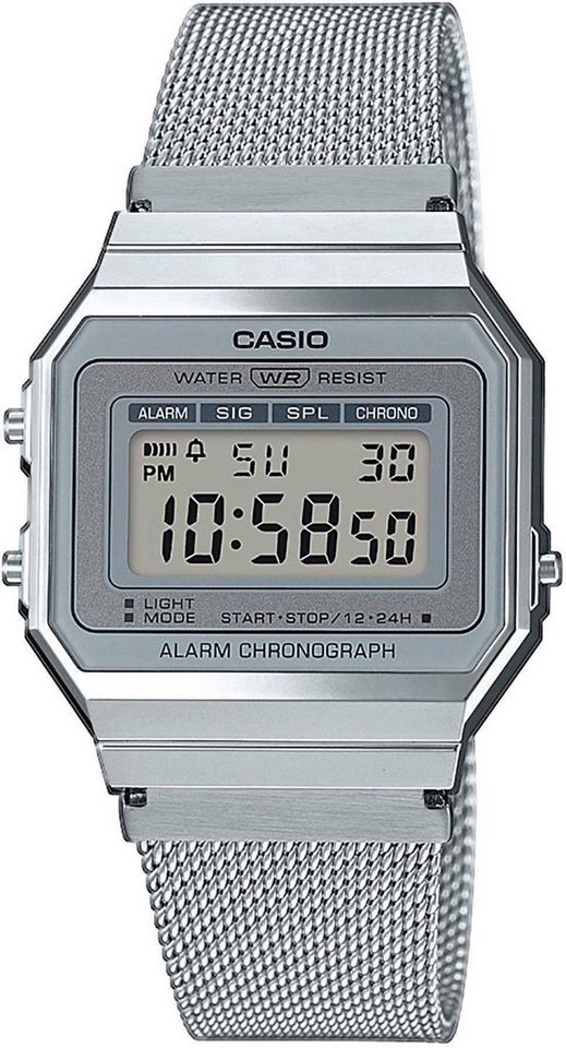 CASIO VINTAGE Chronograph A700WEM-7AEF, Quarzuhr, Armbanduhr,Damenuhr,Herrenuhr,Digitaluhr, Edelstahlarmband von CASIO VINTAGE