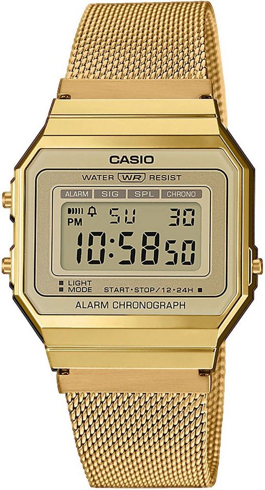 CASIO VINTAGE Chronograph A700WEMG-9AEF, Quarzuhr, Armbanduhr, Damen, Herren, digital, retro, Stoppfunktion von CASIO VINTAGE