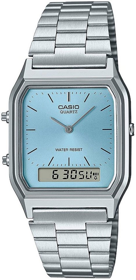 CASIO VINTAGE Chronograph AQ-230A-2A1MQYES, Quarzuhr, Armbanduhr, Damenuhr, Herrenuhr, Digitaluhr,Edelstahlarmband von CASIO VINTAGE