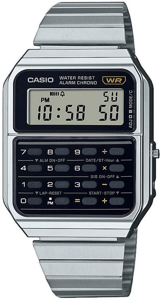 CASIO VINTAGE Chronograph CA-500WE-1AEF, Quarzuhr, Armbanduhr, Damen, Herren, retro, Taschenrechner, digital von CASIO VINTAGE
