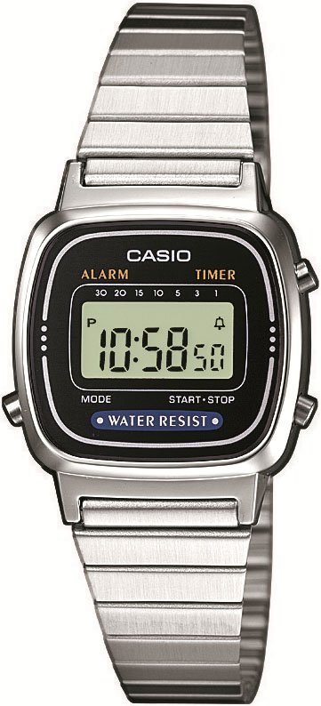 CASIO VINTAGE Chronograph LA670WEA-1EF, Quarzuhr, Armbanduhr, Damenuhr, Digitaluhr, Datum, Edelstahlarmband von CASIO VINTAGE