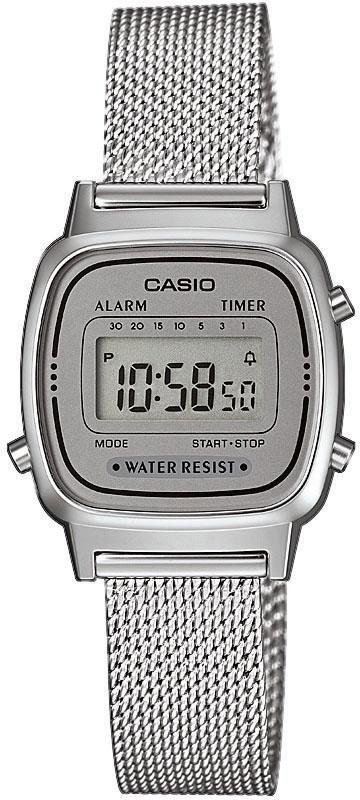 CASIO VINTAGE Chronograph LA670WEM-7EF, Quarzuhr, Armbanduhr, Damenuhr, Digitaluhr, Edelstahlarmband, Datum von CASIO VINTAGE
