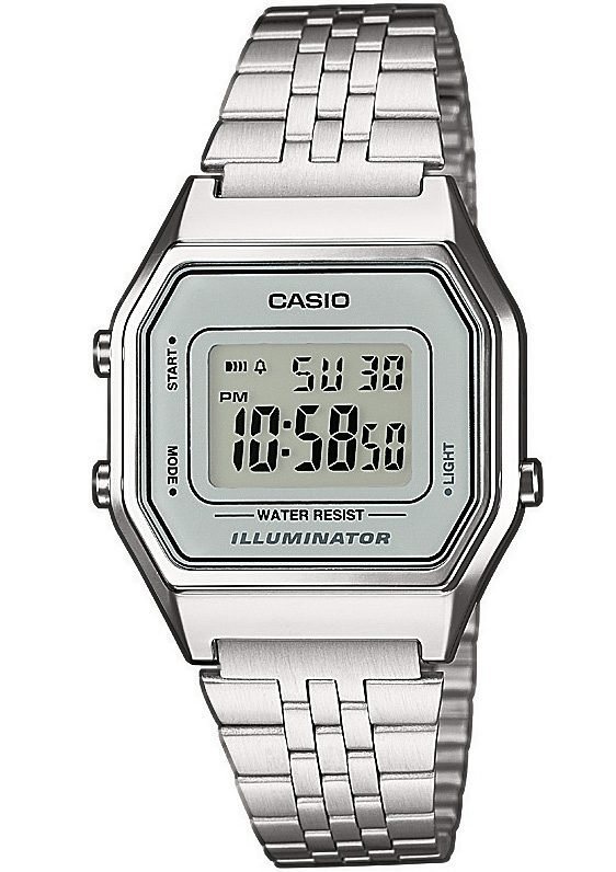 CASIO VINTAGE Chronograph LA680WEA-7EF, Quarzuhr, Armbanduhr, Damenuhr,Digitaluhr, Edelstahlarmband von CASIO VINTAGE