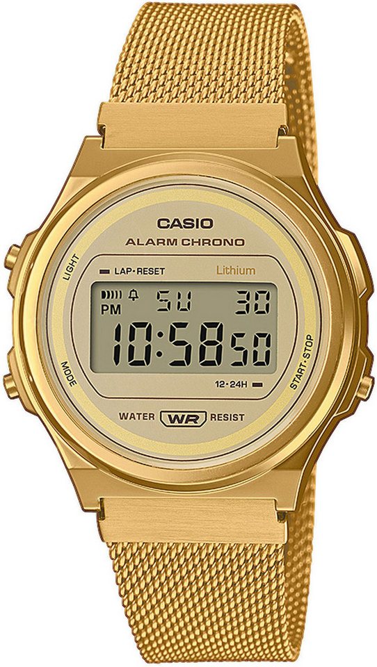 CASIO VINTAGE Chronograph A171WEMG-9AEF, Quarzuhr, Armbanduhr,Damenuhr,Herrenuhr, Digitialuhr, Edelstahlarmband von CASIO VINTAGE