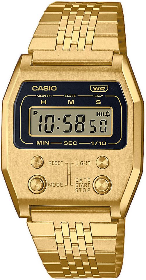 CASIO VINTAGE Chronograph A1100G-5EF, Quarzuhr, Armbanduhr, Damen, Herren, digital, retro, Stoppfunktion von CASIO VINTAGE