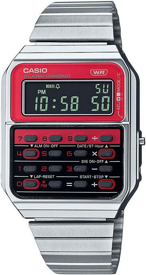 CASIO VINTAGE Chronograph CA-500WE-4BEF, Quarzuhr, Armbanduhr, Damen, Herren, retro, Taschenrechner, digital von CASIO VINTAGE