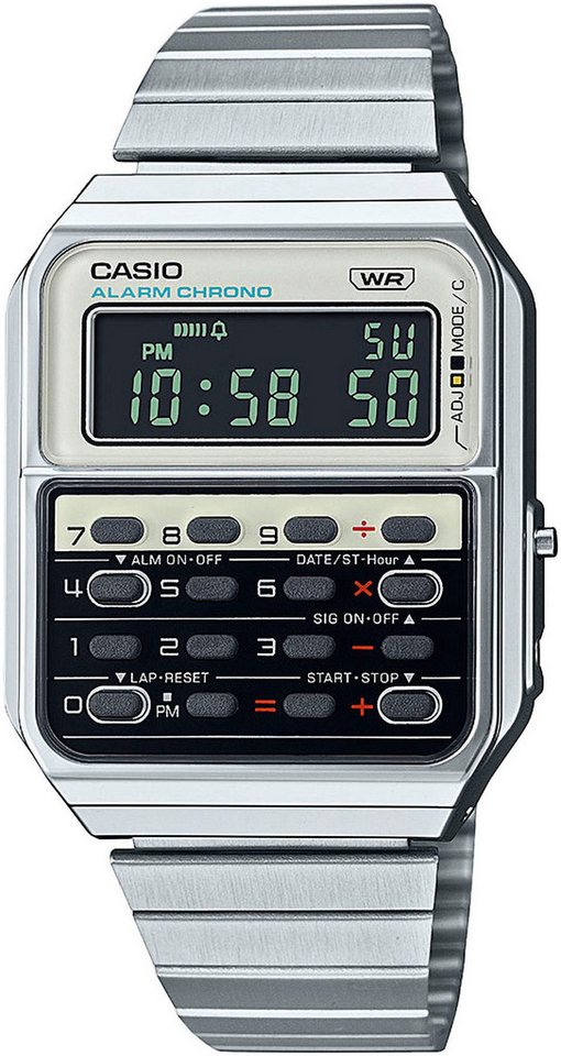 CASIO VINTAGE Chronograph CA-500WE-7BEF, Quarzuhr, Armbanduhr, Damen, Herren, retro, Taschenrechner, digital von CASIO VINTAGE