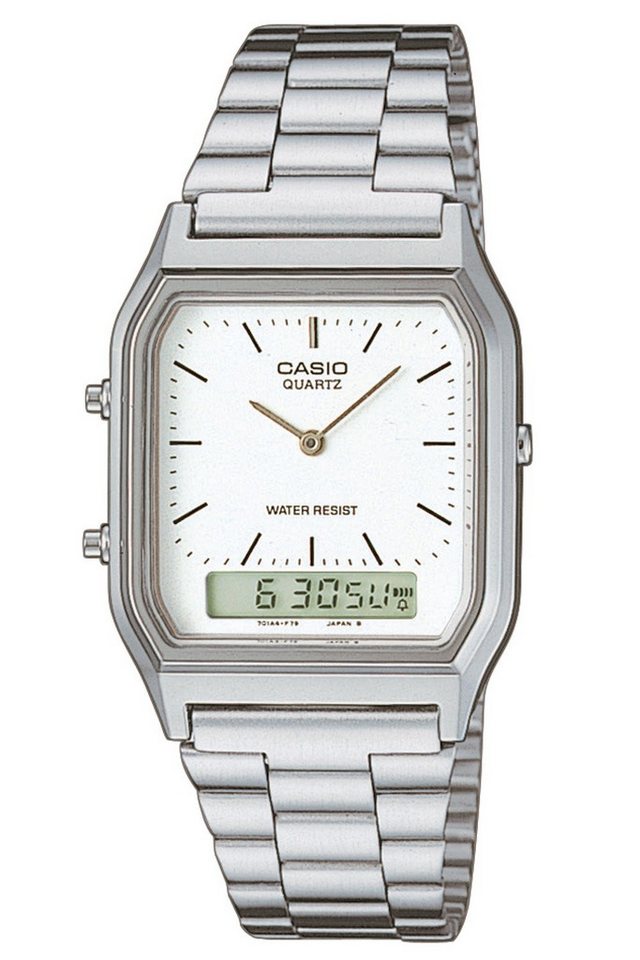 CASIO VINTAGE Digitaluhr Collection Edgy Uhr Ana-Digi Silber/Weiß von CASIO VINTAGE