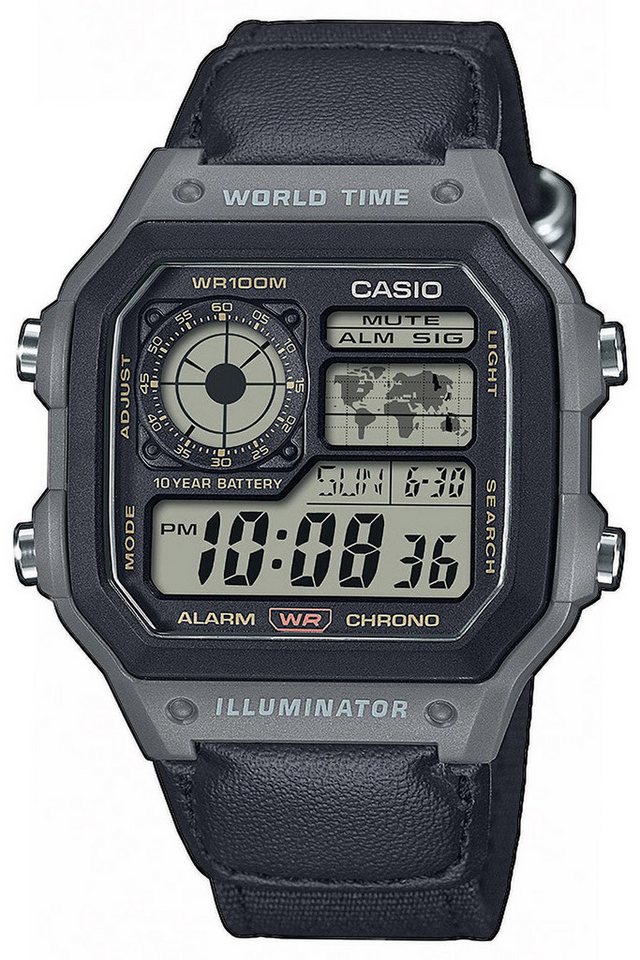 CASIO Digitaluhr Herren-Armbanduhr Digital mit Stoffband Anthrazit CASIO Digitaluhr Herren-Armbanduhr Digital mit Stoffband Anthrazit von CASIO
