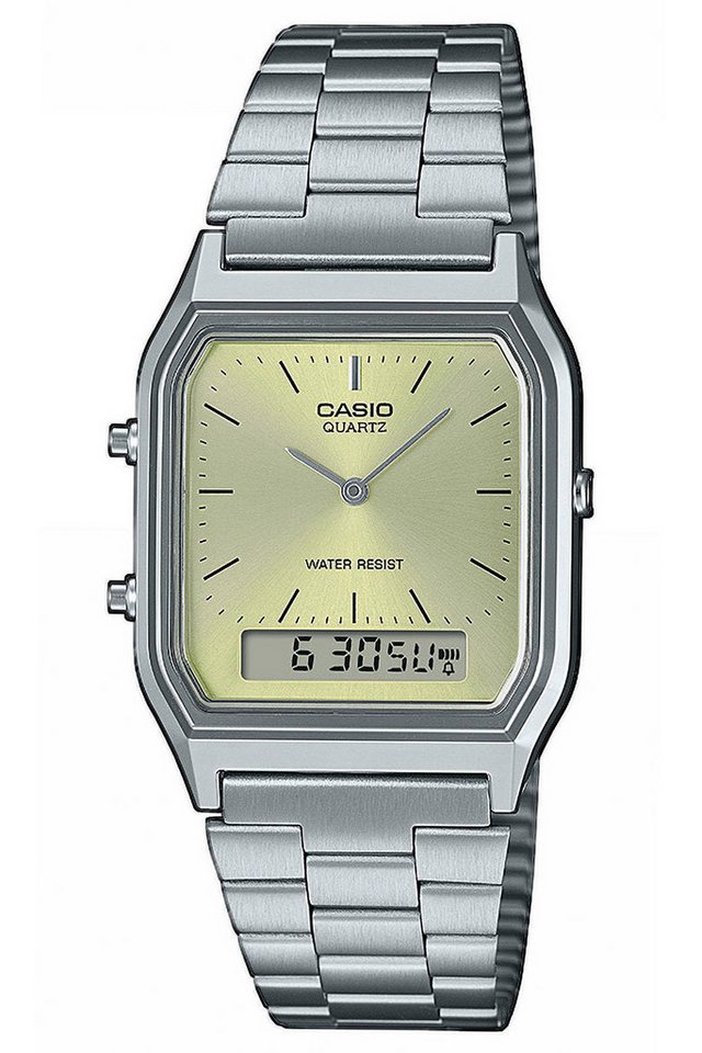 CASIO VINTAGE Quarzuhr Armbanduhr Collection Edgy Silber/Hellgrün von CASIO VINTAGE