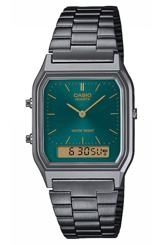 CASIO VINTAGE Quarzuhr Collection Edgy Armbanduhr Ana-Digi Grau/Grün von CASIO VINTAGE