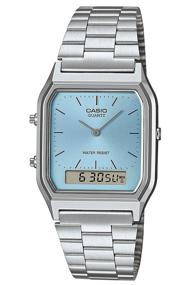 CASIO VINTAGE Quarzuhr Collection Edgy Armbanduhr Ana-Digi Stahl/Hellblau von CASIO VINTAGE