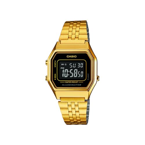 CASIO Damen Digital Quarz Uhr mit Edelstahl Armband LA-680WG-1B CASIO Damen Digital Quarz Uhr mit Edelstahl Armband LA-680WG-1B von CASIO