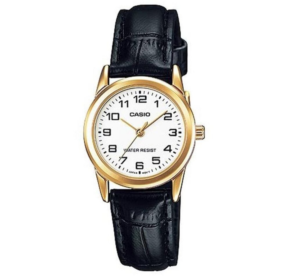 CASIO Luxusuhr Damen-Armbanduhr Analog Leder schwarz Quarz LTP-V001GL-7BUDF CASIO Luxusuhr Damen-Armbanduhr Analog Leder schwarz Quarz LTP-V001GL-7BUDF von CASIO