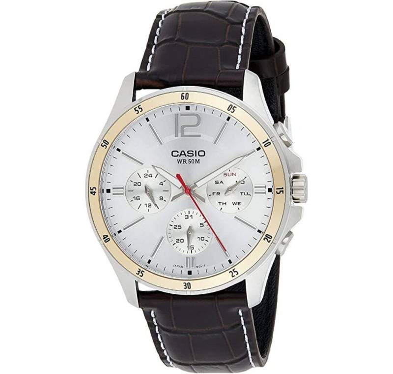 CASIO Luxusuhr Herren Analog Quarz Uhr mit Leder Armband MTP-1374L-7 von CASIO