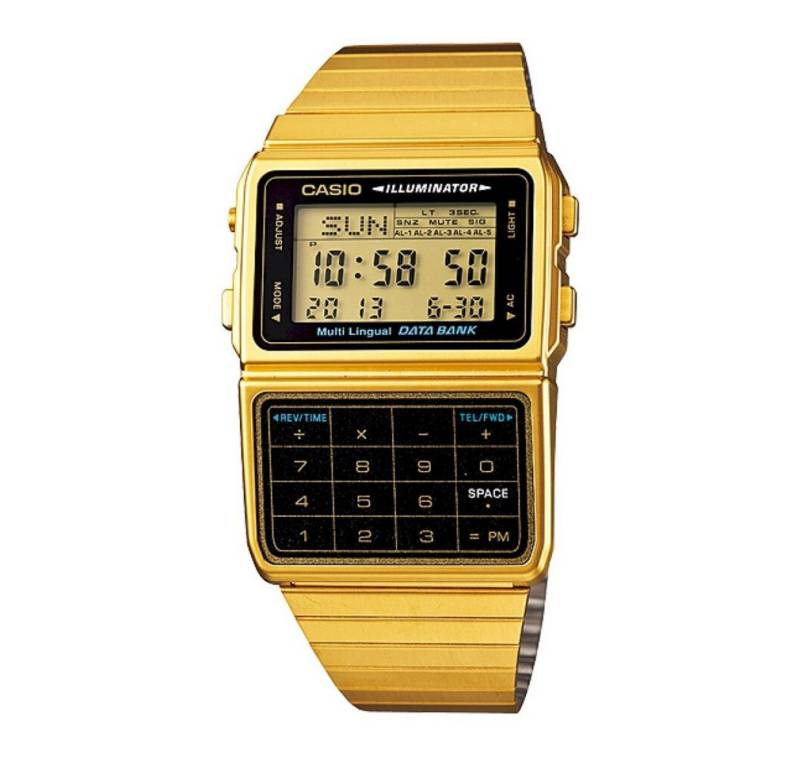 CASIO Luxusuhr Unisex-Armbanduhr Databank Digital Quarz Edelstahl beschichtet von CASIO