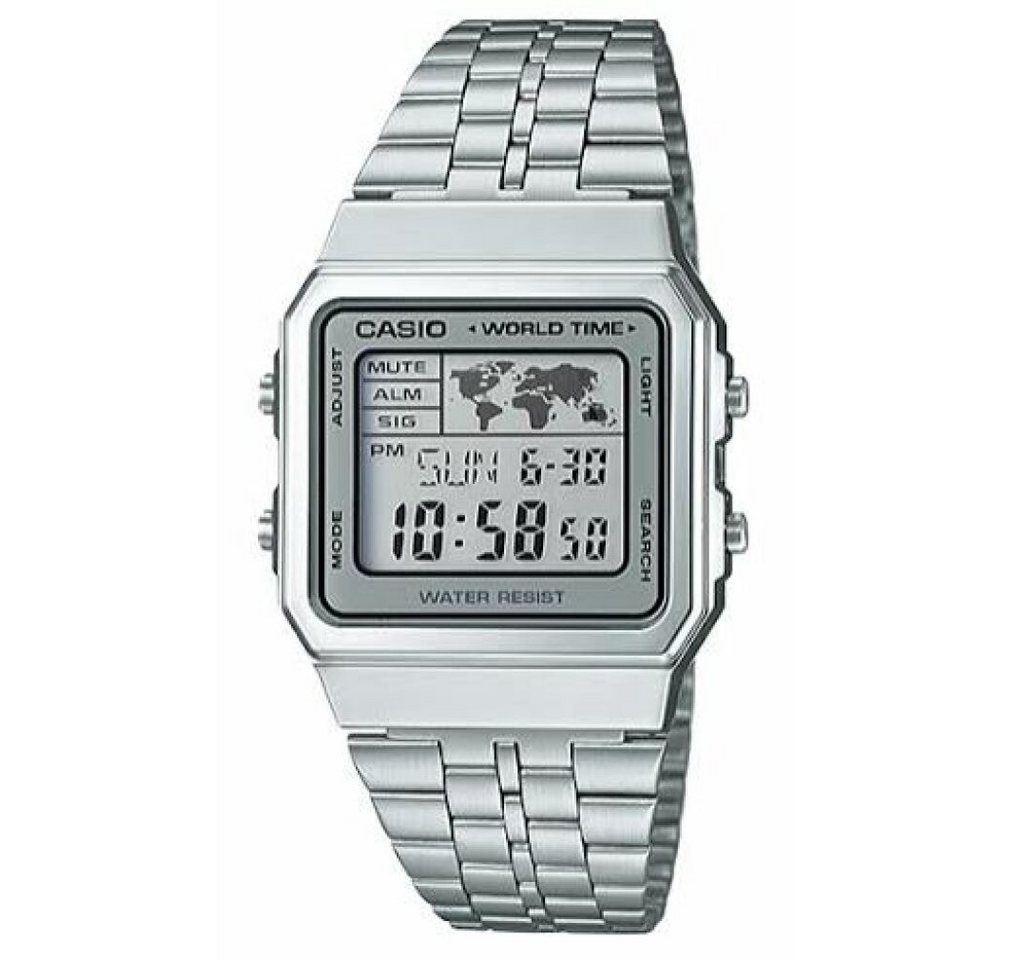 CASIO Luxusuhr Unisex Digital Quarz Uhr mit Edelstahl Armband A500WA-7 von CASIO