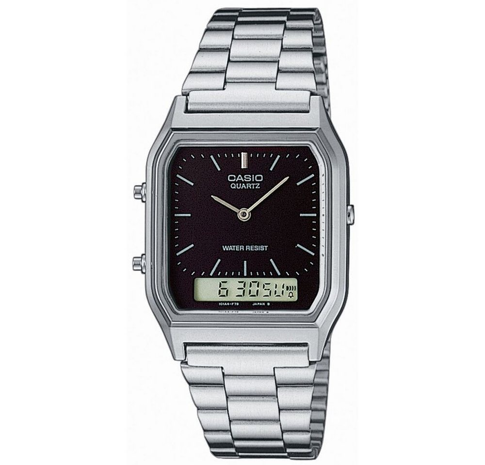 CASIO Digitaluhr Casio Armbanduhr Uhr Retro AQ-230A-1DMQYES schwarzes Ziffernblatt Digi von CASIO
