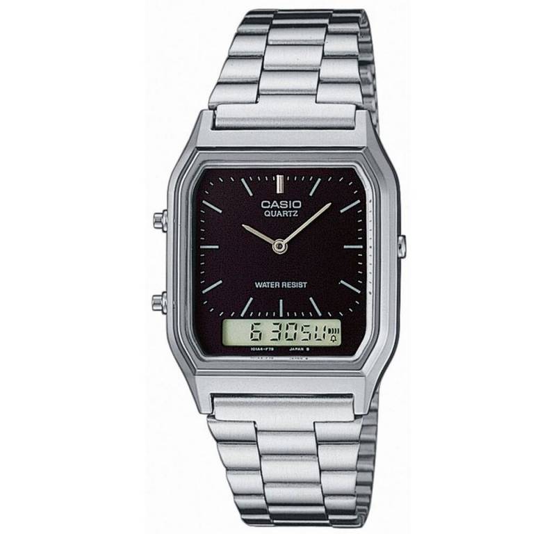 CASIO Digitaluhr Casio Armbanduhr Uhr Retro AQ-230A-1DMQYES schwarzes Ziffernblatt Digi von CASIO