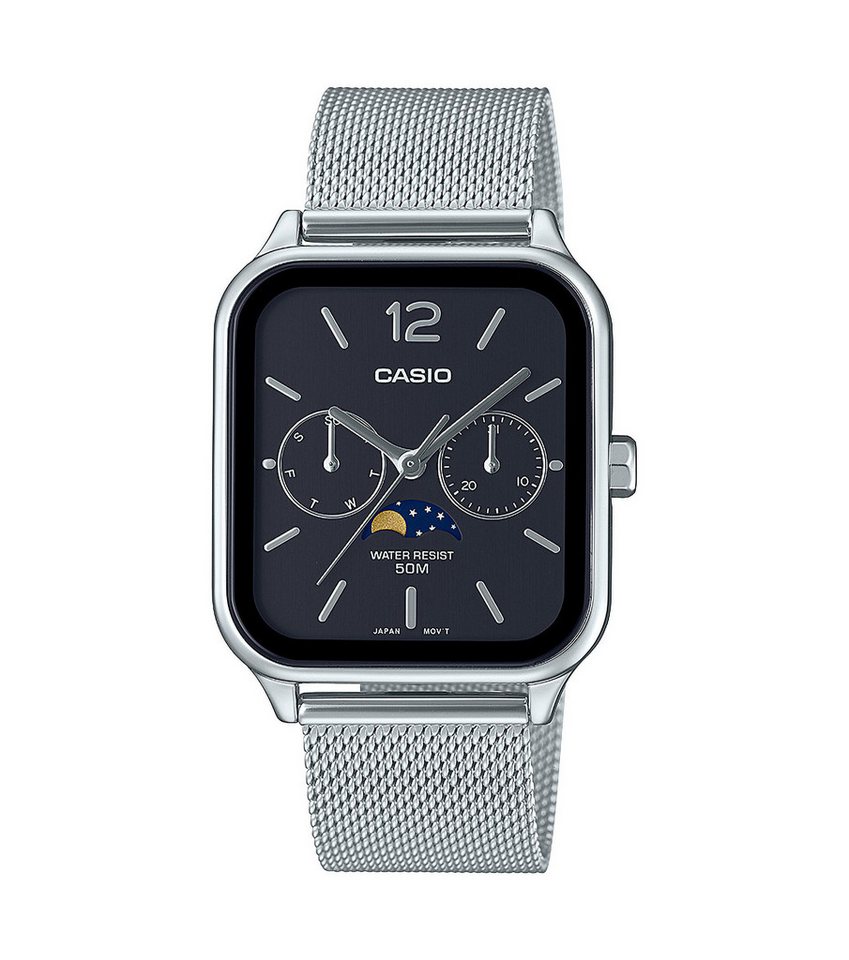 CASIO Quarzuhr Casio MTP-M305M-1AVER Unisex Uhr mit Mondphase, Edelstahl, (1-tlg) von CASIO