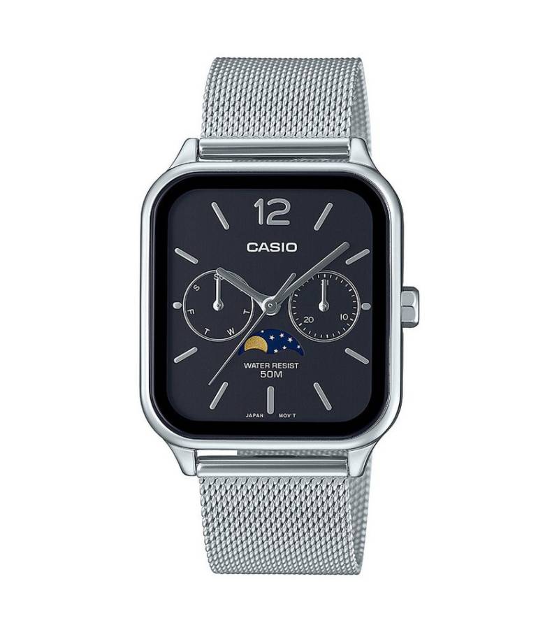 CASIO Quarzuhr Casio MTP-M305M-1AVER Unisex Uhr mit Mondphase, Edelstahl, (1-tlg) von CASIO