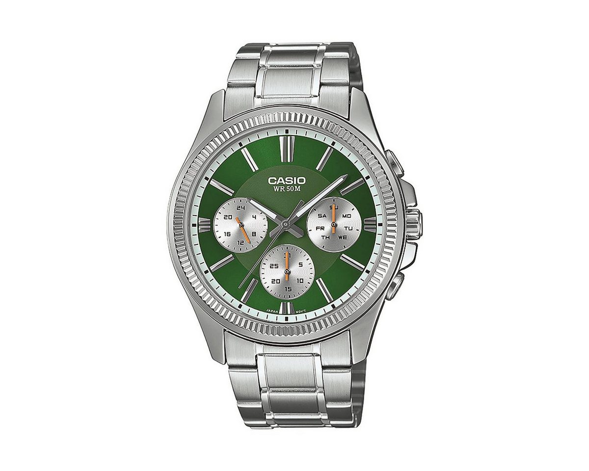 CASIO Quarzuhr Casio Uhr Herren MTP-1375PD-3AVEF Quarz, Grün, (1-tlg) von CASIO