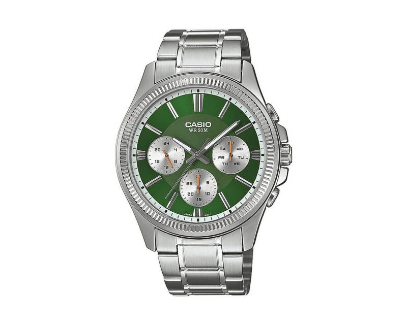 CASIO Quarzuhr Casio Uhr Herren MTP-1375PD-3AVEF Quarz, Grün, (1-tlg) von CASIO