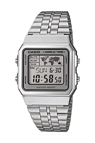 CASIO Unisex Digital Quarz Uhr mit Edelstahl Armband A500WA-7 von CASIO