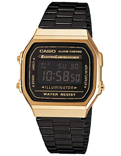Casio Unisex ErwachseneArmbanduhr Digital Quarz Edelstahl A168WEGB-1BEF von Casio