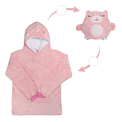 CASKIE Kinder Hoodie Decke Sweatshirt für Mädchen und Jungen 3~6 Jahre, Plüschtiere Verwandeln Sich in Kapuzen - Sweatshirt mit riesiger Tasche von CASKIE