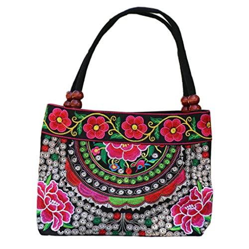 Modische Damenhandtaschen, bestickt, mit Blumenmuster bestickt, mit Tragegriff oben von CASND